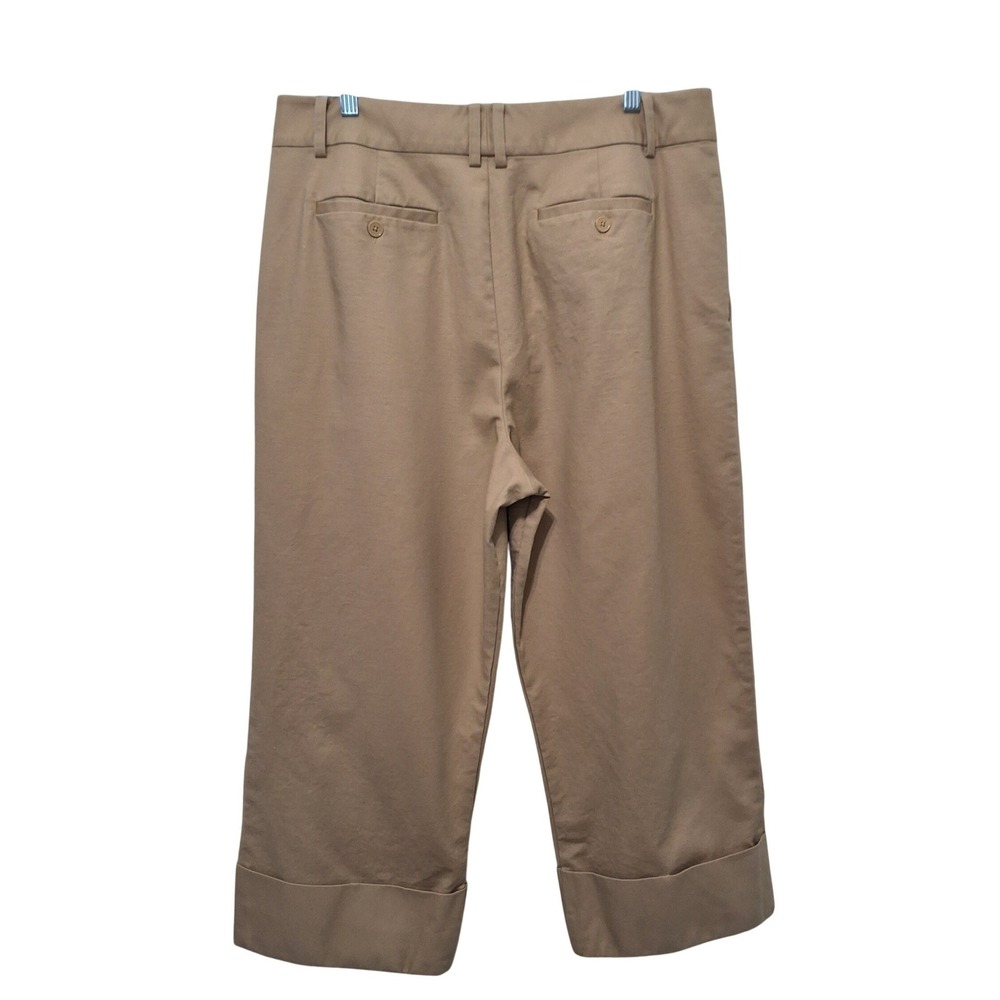 Lauren Ralph Lauren Khaki Pleated Wide Leg Cuffed Trousers Pants Tan Womens 16 - Picture 5 of 13